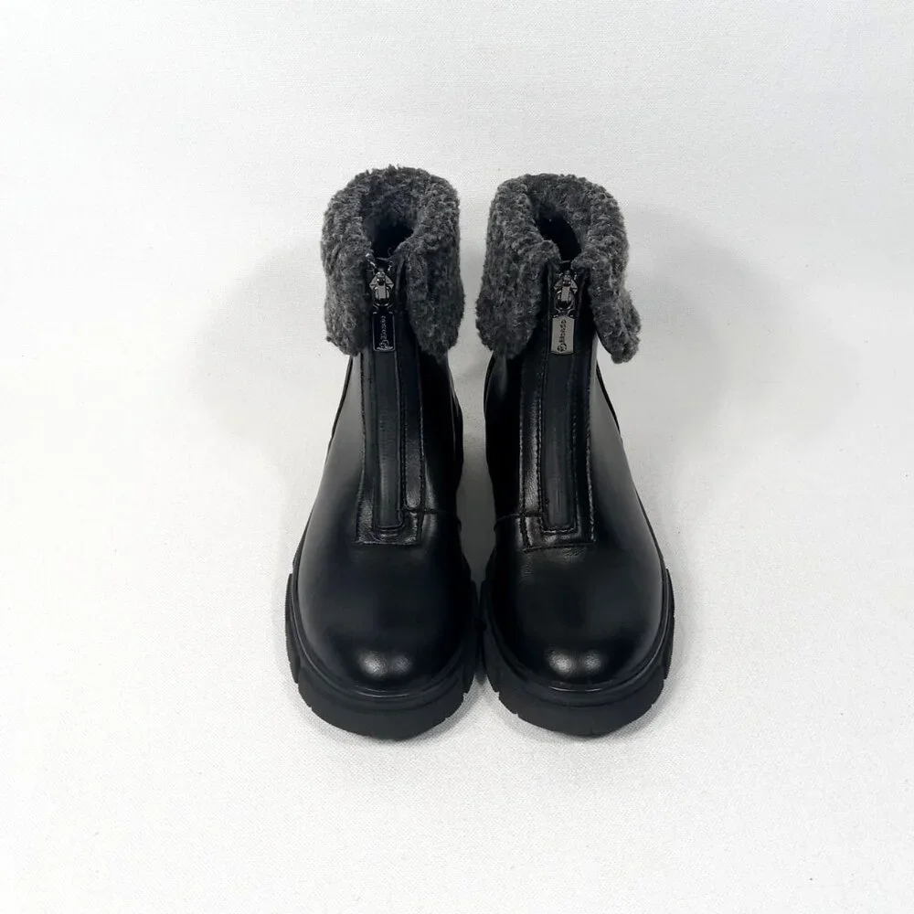 BLONDO Plaka Black Leather Winter Boots Lug Sole Waterproof Women's Size 6 M